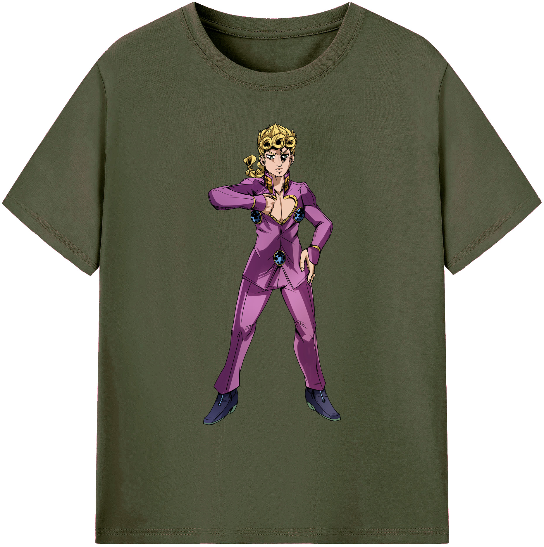 （画像用） ジョジョの奇妙な冒険 ジョルノ?ジョバァーナ JoJo's Bizarre Adventure Giorno Giovanna 綿100％ メンズ半袖Tシャツ｜肌触りやわらか＆通気性